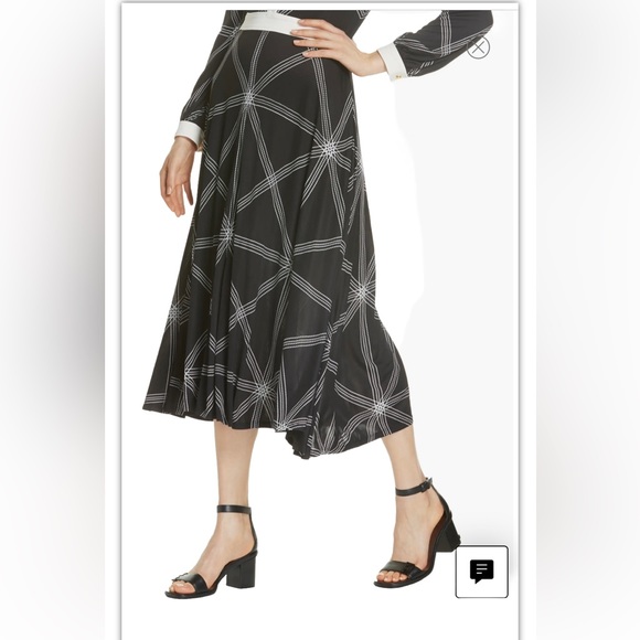 Tory Burch Anja Midi Geometric  Black and White  Dress XL - Picture 5 of 5